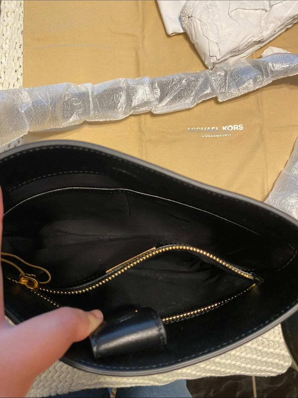 Michael Kors Collection Black Tate Small Crossbody Tote with Gold Hardware